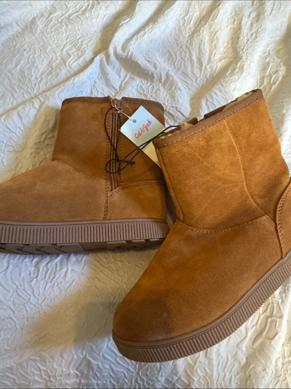 NWT Cat & Jack Kids' Suede Plush-Lined Boots - Brown size 3